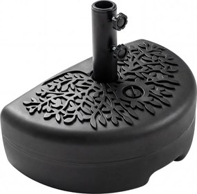 Base para guarda-sol semicircular reenchível com água e areia 27 kg compatível com postes de 40/48,5 mm para relva e piscina, preta