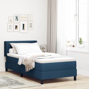 Cama Box Spring vidaXL com Colchão Azul 90x190 cm Tecido, Cabeceira Bo
