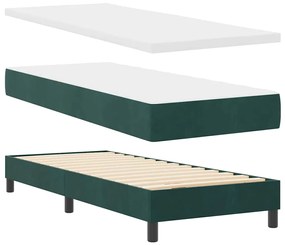 Cama Box Spring vidaXL com Colchão e LED Verde Escuro 80x200 cm Veludo
