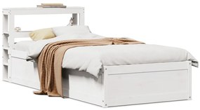 vidaXL Estrutura de cama com cabeceira 90x200 cm pinho maciço branco