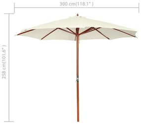 Guarda-sol 300x258 cm branco areia