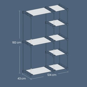 Guarda Roupa aberto com varões para roupa 43 x 124 x 182 cm preto
