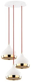 Chandelier Yildo – Branco, Vermelho, Dourado – Diâmetro: 37 cm, Altura