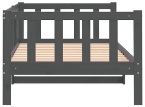 Sofá-cama 90x200 cm madeira de pinho maciça cinzento