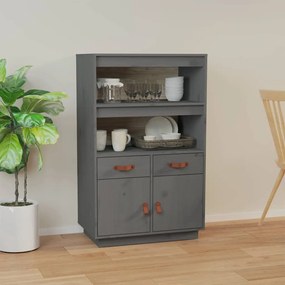 vidaXL Aparador alto 67x40x108,5 cm pinho maciço cinza