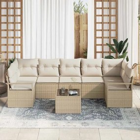 Conjunto de Sofá de Jardim vidaXL de 8 Peças com Almofadas Bege Rattan