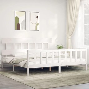 Cama sem colchão 200x200 cm madeira de pinho maciça branco