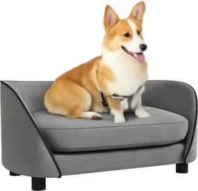 Sofá para cães com almofada macia, capa removível e lavável, revestimento em veludo holandês cinzento