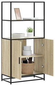 vidaXL Armário alto 68x35x139 cm madeira e metal carvalho sonoma