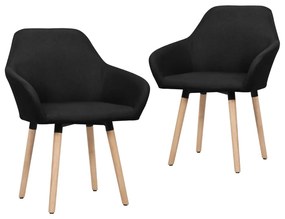 vidaXL Cadeiras de jantar 2 pcs tecido preto