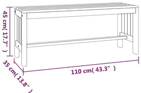 Banco de jardim 110 cm madeira de eucalipto maciça