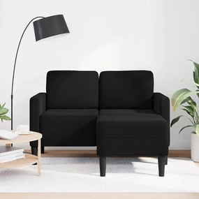 Sofá 2 lugares com Chaise em L 125 cm veludo preto