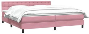 Cama com molas colchão 200x210 cm veludo rosa