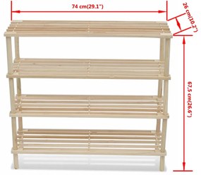 Sapateiras com 4 prateleiras 2 pcs madeira de abeto maciça