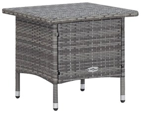 3 pcs conjunto lounge de jardim c/ almofadões vime PE cinzento
