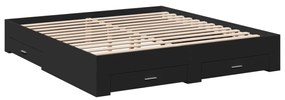 Estrutura de cama c/ gavetas 200x200 cm derivados madeira preto