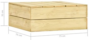 Mesa de jardim 75x75x31 cm madeira de pinho impregnada