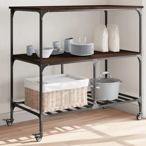 vidaXL Carrinho cozinha 100x50x95cm deriv. madeira carvalho castanho