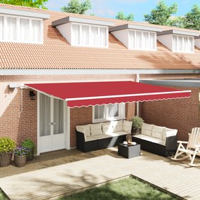 Toldo Retrátil Manual vidaXL com LED Vermelho 500x300 cm