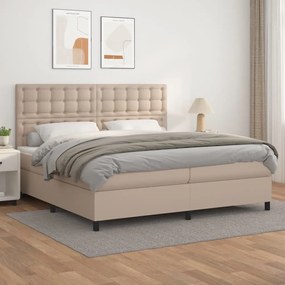 vidaXL Cama com molas/colchão 200x200 cm couro artificial cappuccino