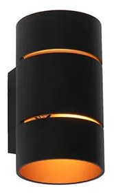 Candeeiro de parede moderno preto com interior dourado - Pia Moderno