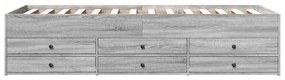 Sofá-cama com gavetas sem colchão 90x200 cm cinzento sonoma