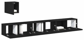 Conjunto de móvel de TV com 4 peças em carvalho preto, madeira engenhe