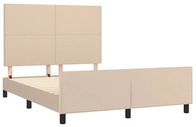 Estrutura cama c/ cabeceira couro artif. 140x190 cm cappuccino