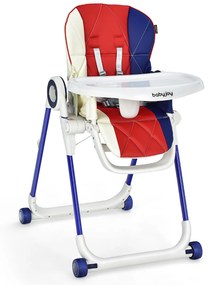 Cadeira de Refeição para Bebés 6 Alturas Ajustáveis com Bandeja Dupla Removível 3 Posições Ajustáveis Multicor