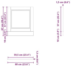 Painel máquina lavar louça Porto madeira velha 60x1,5x67 cm