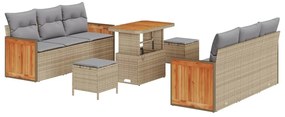 Conjunto de Sofás de Jardim vidaXL de 9 Peças com Almofadas em Vime Be