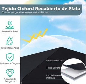 Tenda Dobrável para jardim e Festas, 300 x 300 x 247-267 cm, Altura Regulável com 4 sacos pesos, Preto