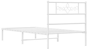 Estrutura de cama em metal com cabeceira 107x203 cm branco