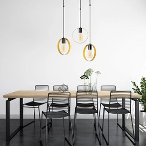 Candeeiro de Teto Halka – Ouro e Preto – Diâmetro 70 cm, Altura 100 cm