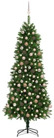 vidaXL Árvore Natal artificial pré-iluminada c/ bolas 240 cm verde