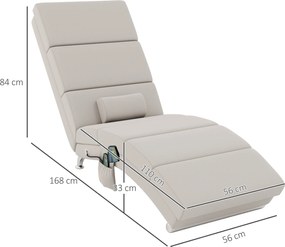 Poltrona relaxante de sala, com função de massagem e aquecimento, com comando à distância e almofada, tecido com efeito de linho, cor creme