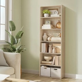 Estante de 6 prateleiras 24 x 60 x 178,5 cm bege natural