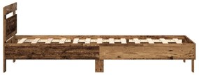 Cama vidaXL com Luzes LED Madeira Velha 75x190 cm Madeira Engenharia