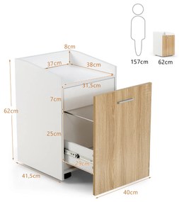 Armário de escritório com 2 gavetas Porta-impressoras sobre rodas debaixo da secretária  40 x 41,5 x 62 cm Branco