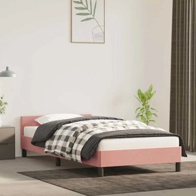 Estrutura cama c/ cabeceira sem colchão 80x200 cm veludo rosa