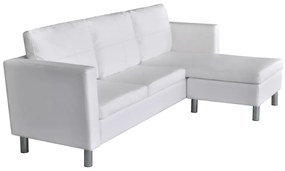 Sofá secional de 3 lugares couro artificial branco