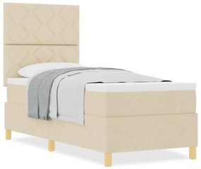 Cama Box com Colchão Creme 80x200 cm Tecido