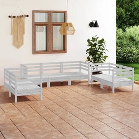 vidaXL 7 pcs conjunto lounge de jardim pinho maciço branco