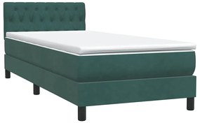 Cama com molas/colchão verde-escuro 80x210 cm veludo