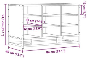 Banco para calçado 80x40x53,5 cm madeira e metal preto
