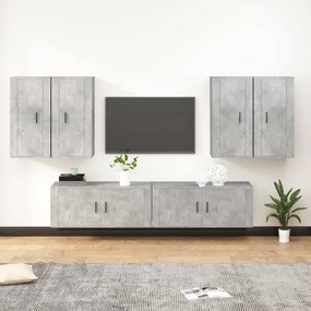 vidaXL Conjunto móveis de TV 6 pcs madeira processada cinzento cimento