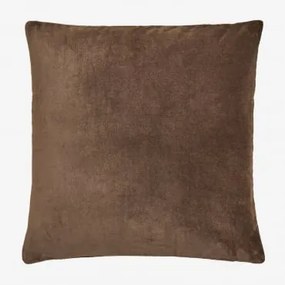Almofada Quadrada 40x40 Cm Em Veludo De Algodão Enid Castanho Café - Sklum