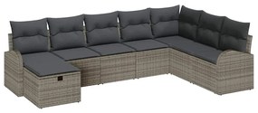 Conjunto de Sofás de Jardim de 8 Peças com Almofadas Cinzas de Rattan