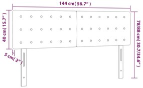 Cabeceira de cama c/luzes LED veludo 144x5x78/88 cm cinza-claro