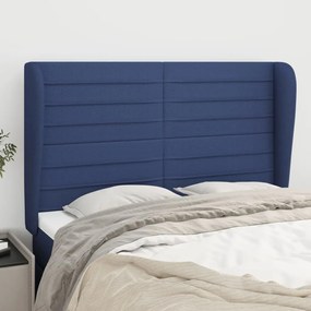 Cabeceira de cama c/ abas tecido 147x23x118/128 cm azul